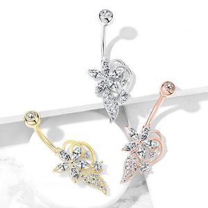 Marquise CZ Flower CZ Cluster Stem Bouquet 316L Surgical Steel Bell…